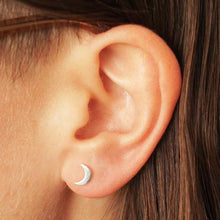 Load image into Gallery viewer, Sterling Silver Stud Earrings - Star and Moon 7x5mm