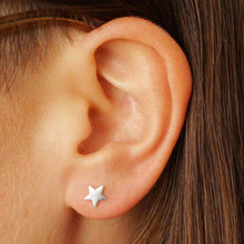 Load image into Gallery viewer, Sterling Silver Stud Earrings - Star and Moon 7x5mm