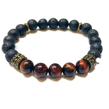 Load image into Gallery viewer, Tiger eye and Lava Rock Bracelet