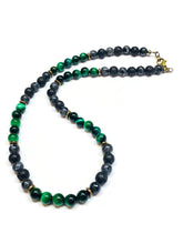 Load image into Gallery viewer, Mens Green Tiger eye, Labradorite, Lava Rock Necklace