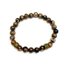 Load image into Gallery viewer, Brown Sea Jasper and Olive Wood Beads Bracelet