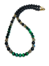 Load image into Gallery viewer, Mens Green Tiger eye, Labradorite, Lava Rock Necklace