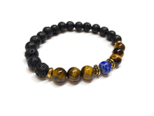 Load image into Gallery viewer, Lapis Lazuli Yellow Tiger Eye Lava rock Bracelet