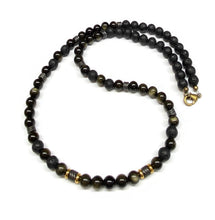 Load image into Gallery viewer, Obsidian, Hematite and Lava Rock Necklace