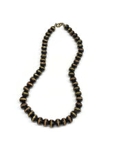 Load image into Gallery viewer, Black Yak Bone Tibetan Prayer Beads with Brass Inlays Necklace