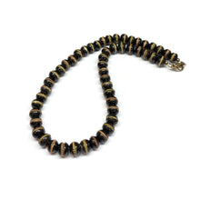 Load image into Gallery viewer, Black Yak Bone Tibetan Prayer Beads with Brass Inlays Necklace