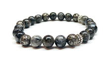Load image into Gallery viewer, Larvikite Labradorite and Metal Gray Coated Lava Rock