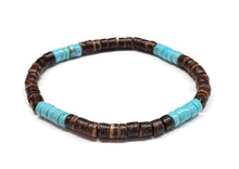 Load image into Gallery viewer, Coconut shell turquoise bracelet