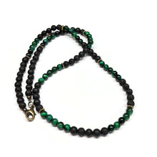 Load image into Gallery viewer, Green Tiger Eye and Lava Rock - 6mm