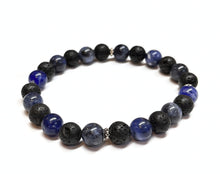 Load image into Gallery viewer, Blue Sodalite and Lava Rock Bracelet for Men
