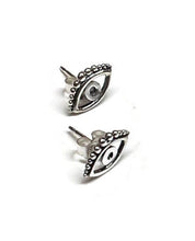 Load image into Gallery viewer, Handmade Sterling Silver Evil Eye Stud Earring - 6x10mm