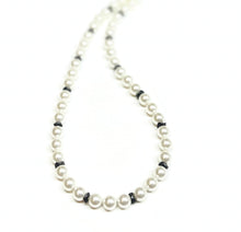 Load image into Gallery viewer, White Shell Pearl Necklace for Men plus Hematite Spacer