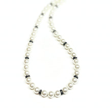 Load image into Gallery viewer, White Shell Pearl Necklace for Men plus Hematite Spacer
