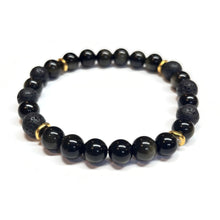 Load image into Gallery viewer, Golden Obsidian and Lava Rock Bracelet Men Unisex