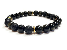 Load image into Gallery viewer, Golden Obsidian and Lava Rock Bracelet Men Unisex