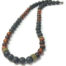 Load image into Gallery viewer, lava rock men necklace