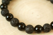 Load image into Gallery viewer, Lava Bead and Black Onyx Bracelet