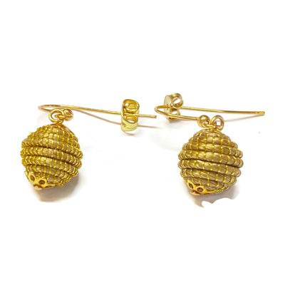 Dangle Bead Golden Grass Earrings