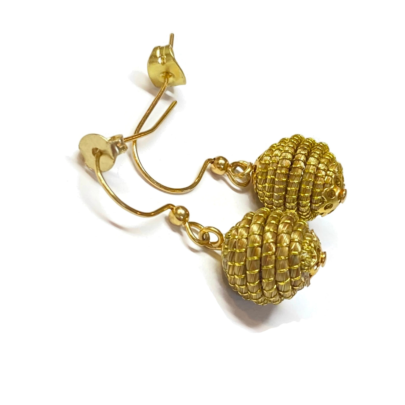 Dangle Bead Golden Grass Earrings