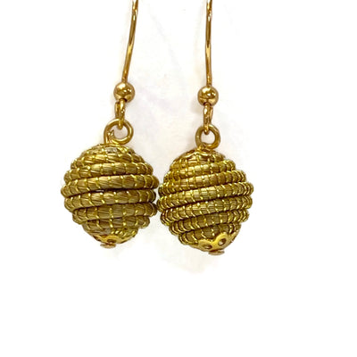 Dangle Bead Golden Grass Earrings