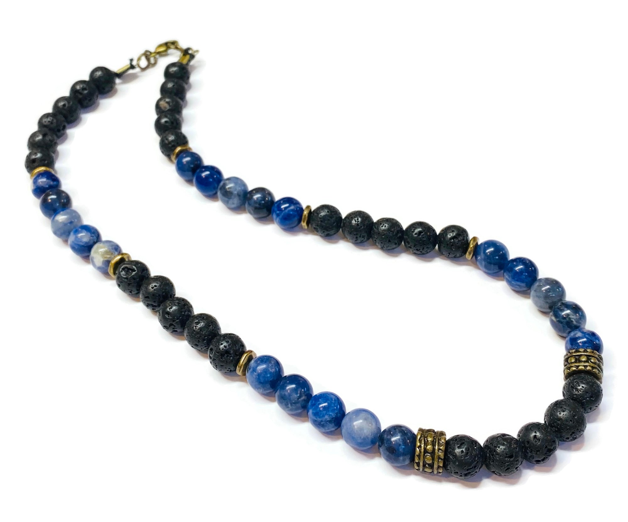 Sodalite and Lava Rock Necklace