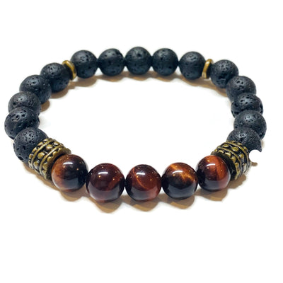 Tiger eye and Lava Rock Bracelet