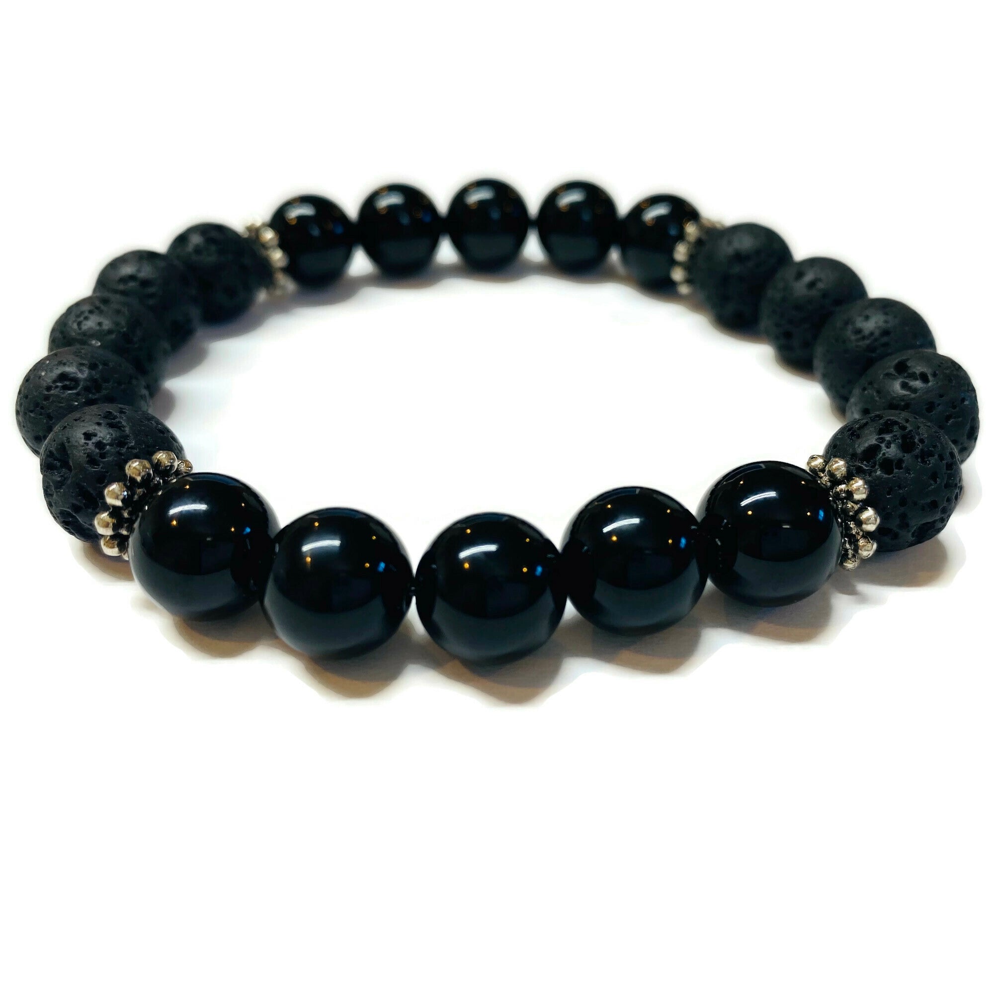 Black Onyx and Lava Rock bracelet