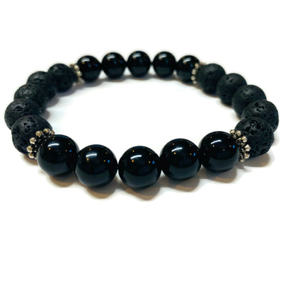 Black Onyx and Lava Rock bracelet