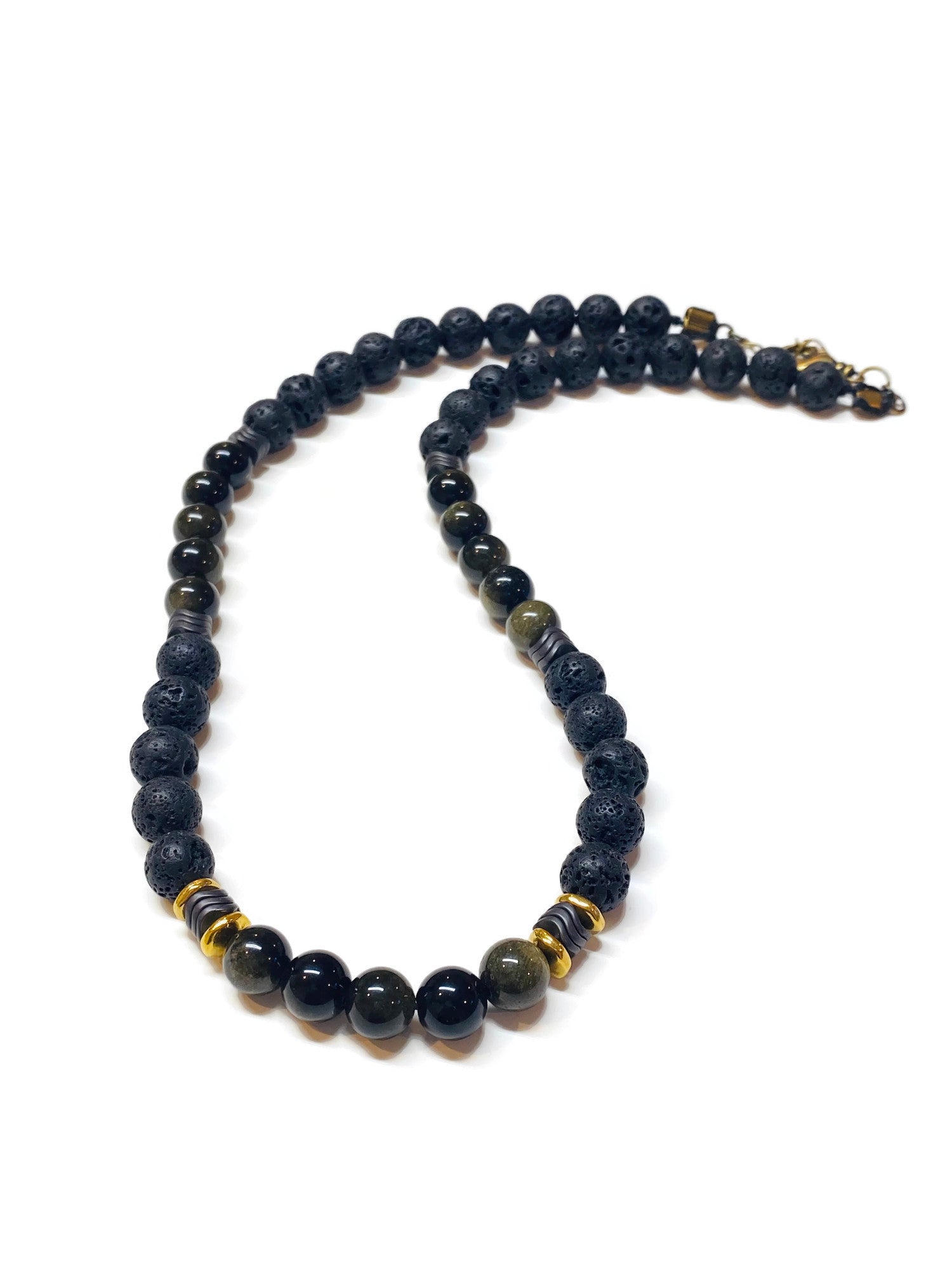 Men Black Beaded Necklace