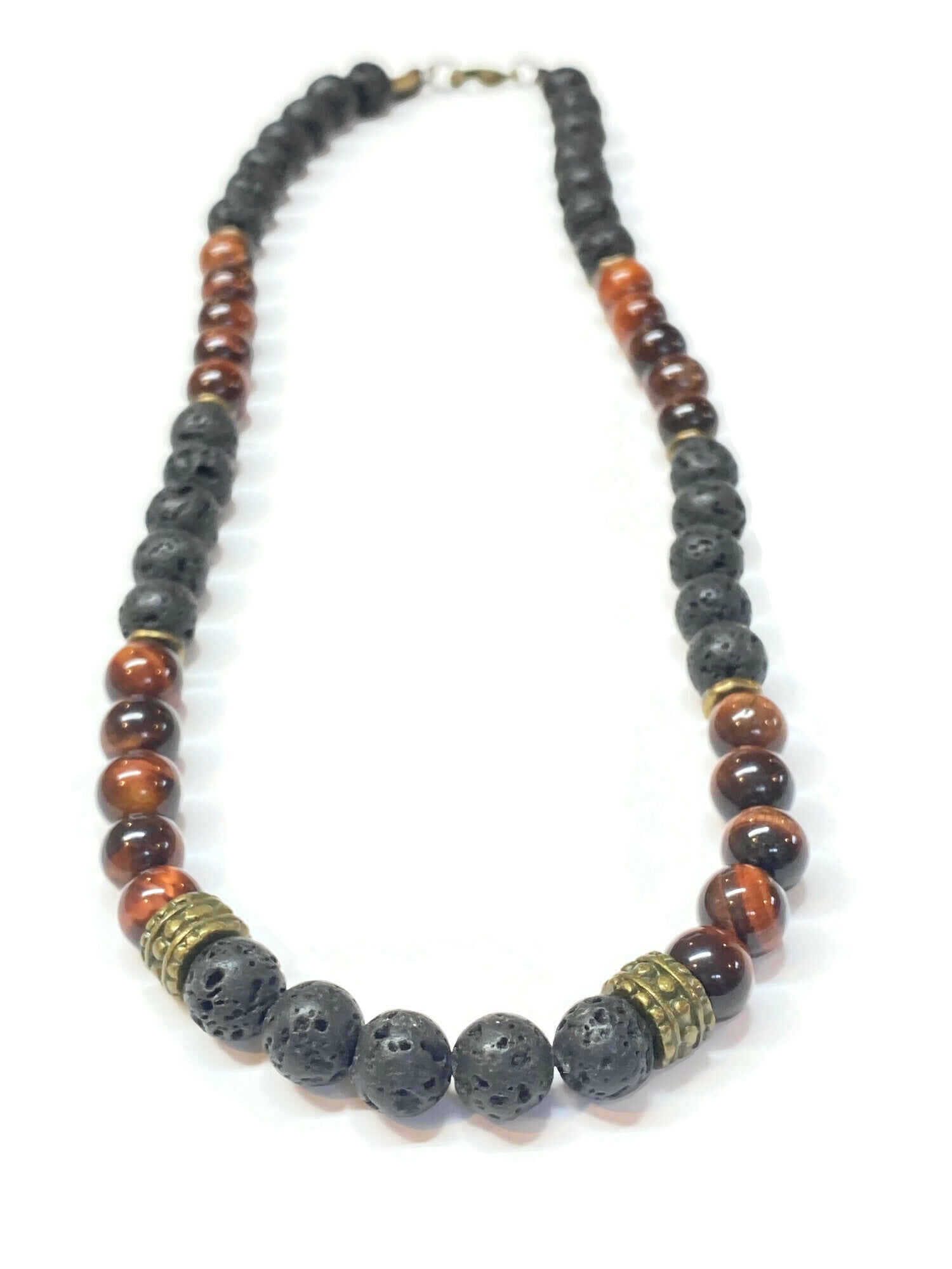 red tiger eye and lava rock necklace