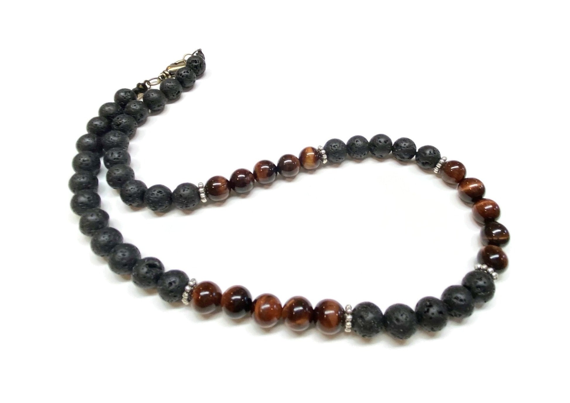 Tiger eye and Lava Rock Necklace