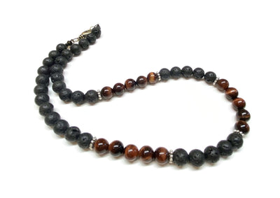 Tiger eye and Lava Rock Necklace