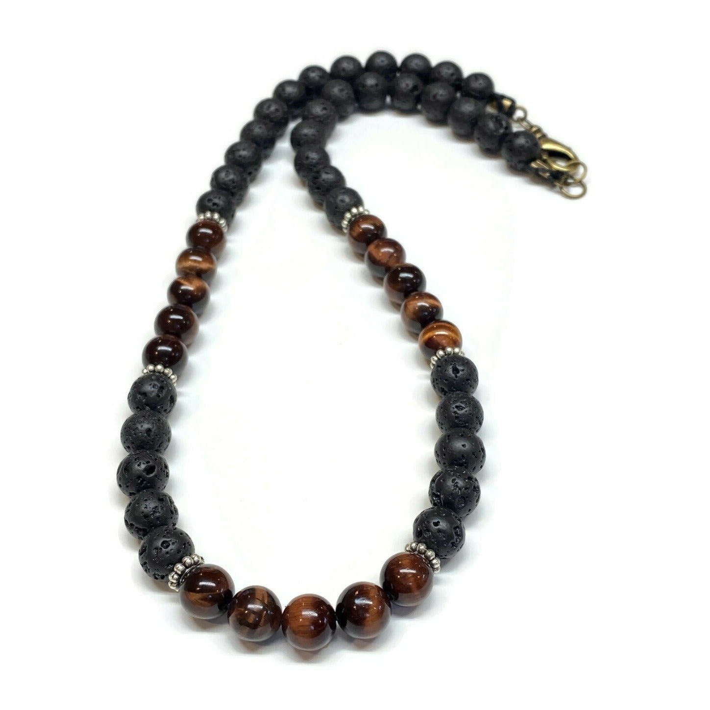 Tiger eye and Lava Rock Necklace