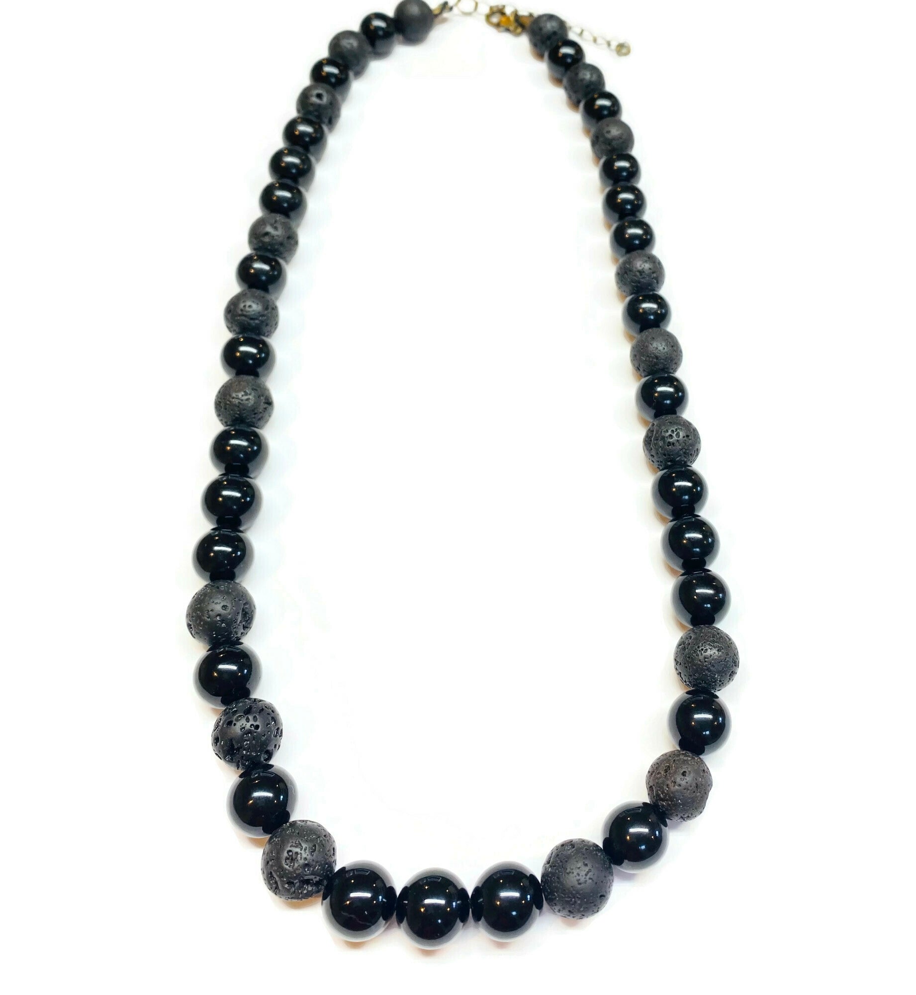 Black Onyx and Black Lava rock Necklace