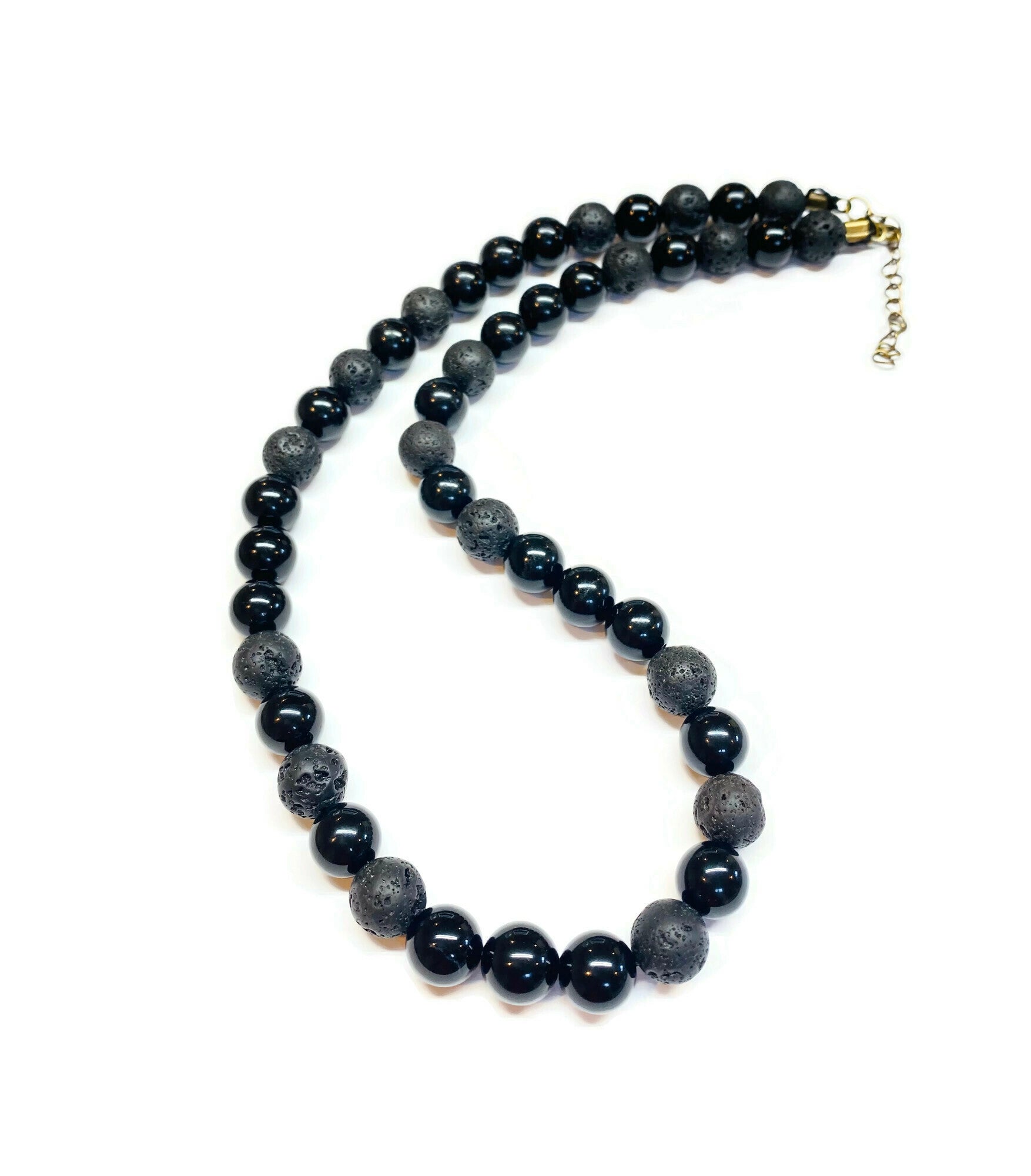 Black Onyx and Black Lava rock Necklace
