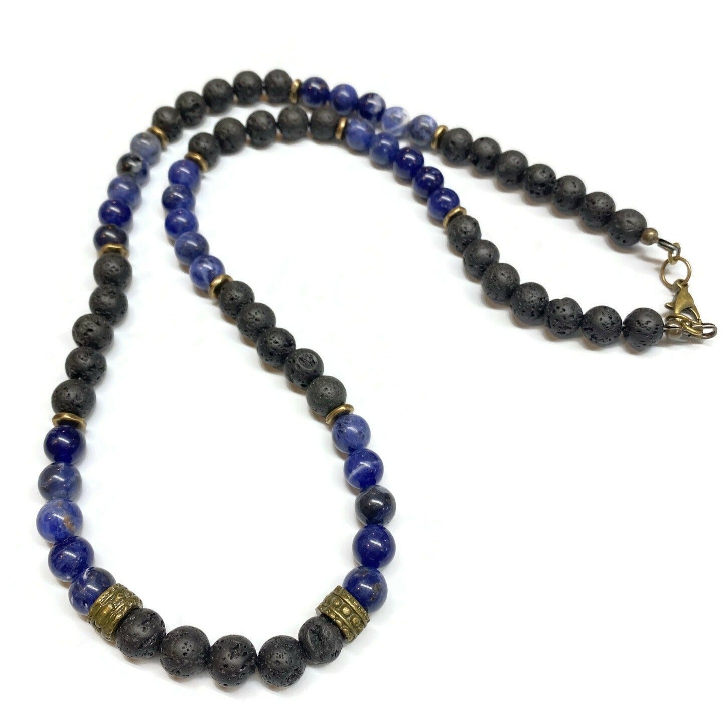 Sodalite and Lava Rock Necklace