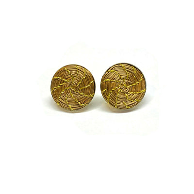 Stud Hoop Earrings Golden Grass