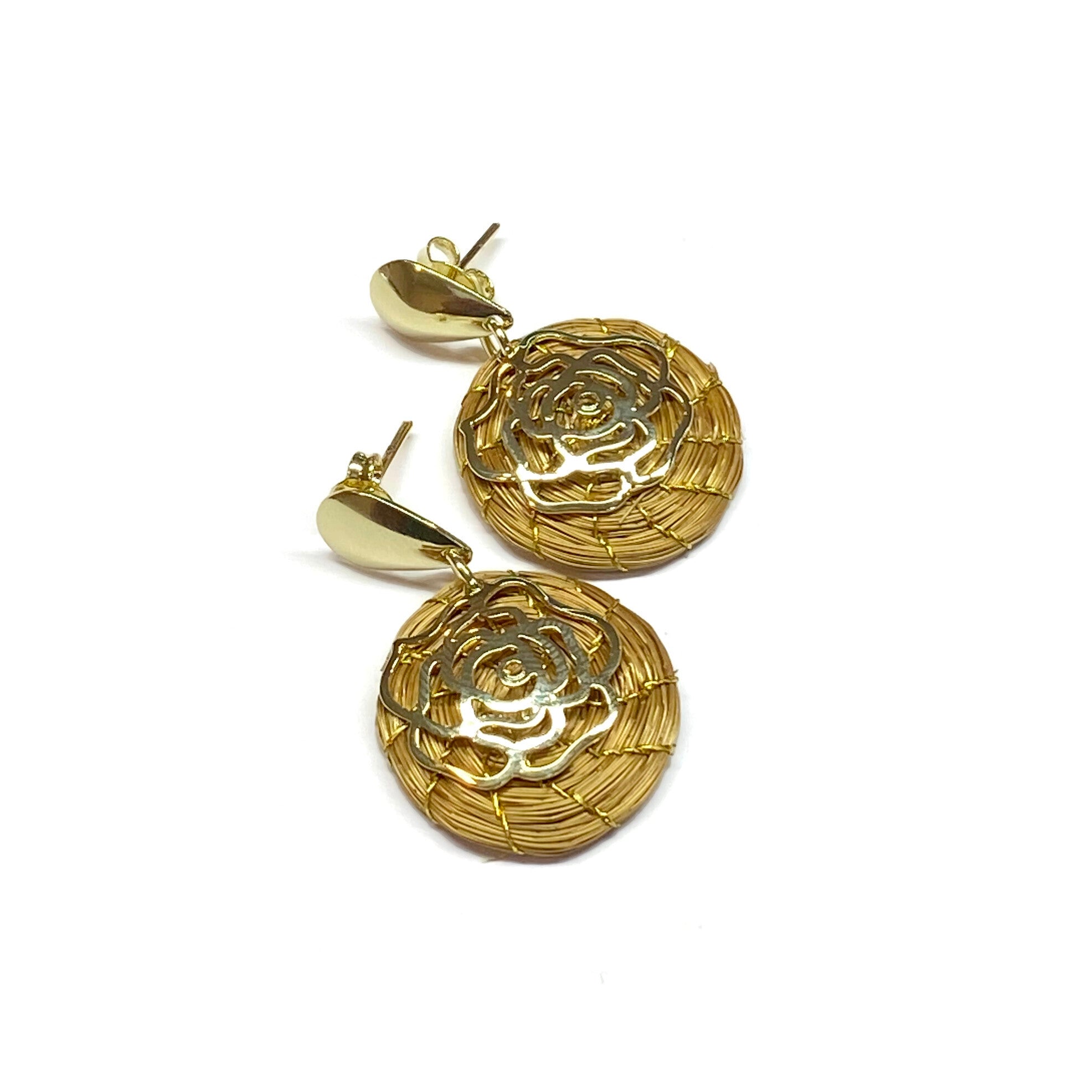 Hoop Earrings w/ gold filled flower charm - Gold Filled Earpost