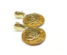 Load image into Gallery viewer, Hoop Earrings w/ gold filled flower charm - Gold Filled Earpost
