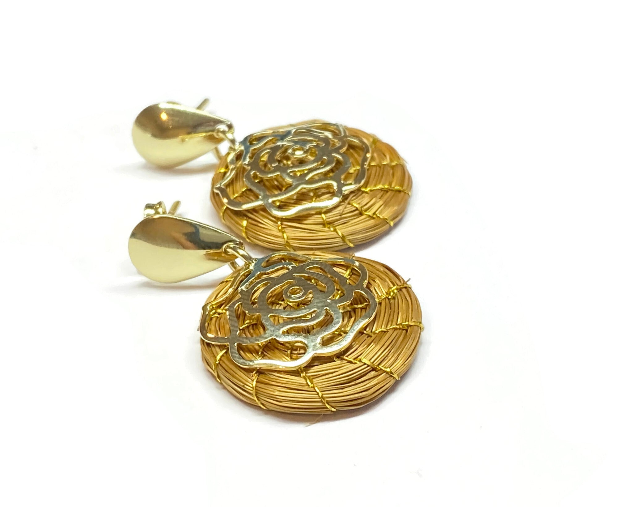 Hoop Earrings w/ gold filled flower charm - Gold Filled Earpost