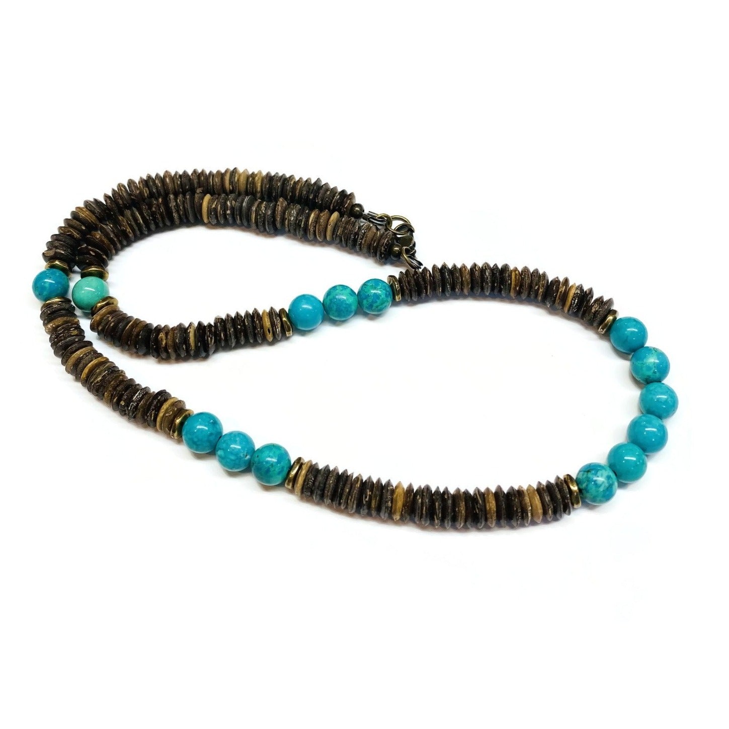 Turquoise and Wood Necklace for Men