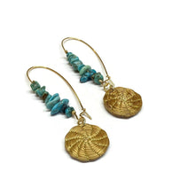 Load image into Gallery viewer, Golden Grass Earrings Turquoise

