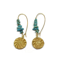 Load image into Gallery viewer, Golden Grass Earrings Turquoise

