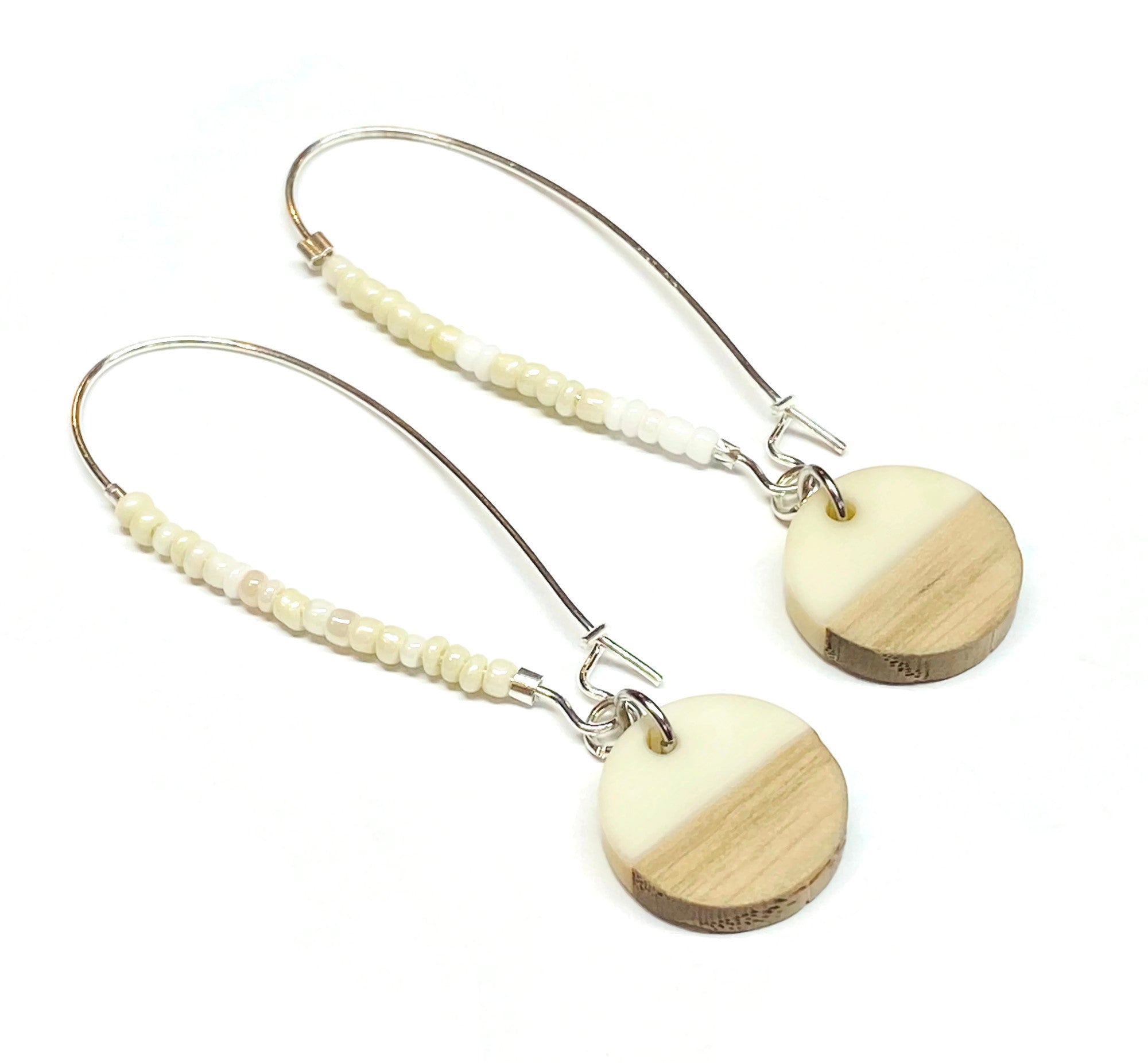 Wood resin dangle earrings
