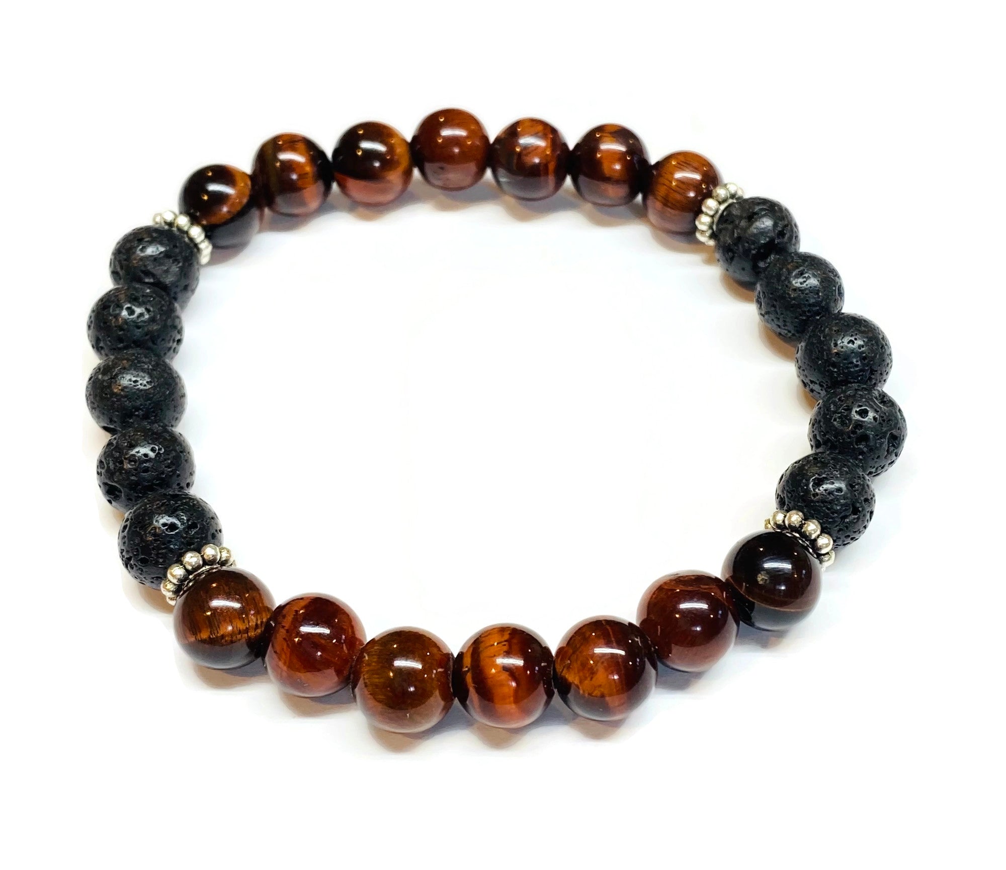 Red Tiger Eye and Lava Rock Bracelet
