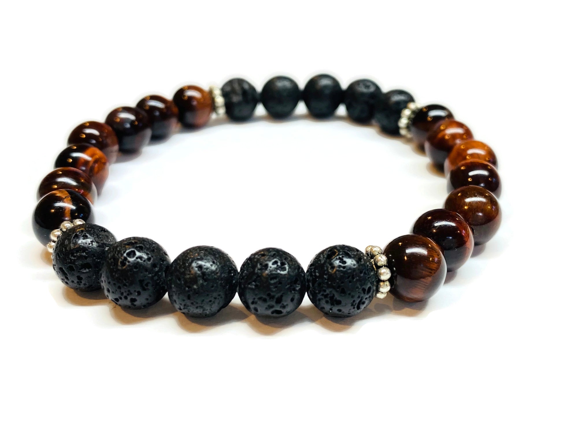 Red Tiger Eye and Lava Rock Bracelet