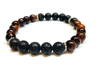Red Tiger Eye and Lava Rock Bracelet