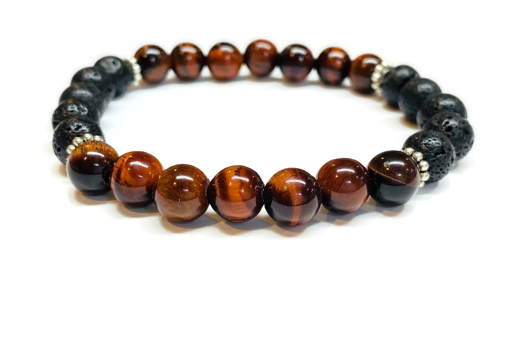Red Tiger Eye and Lava Rock Bracelet