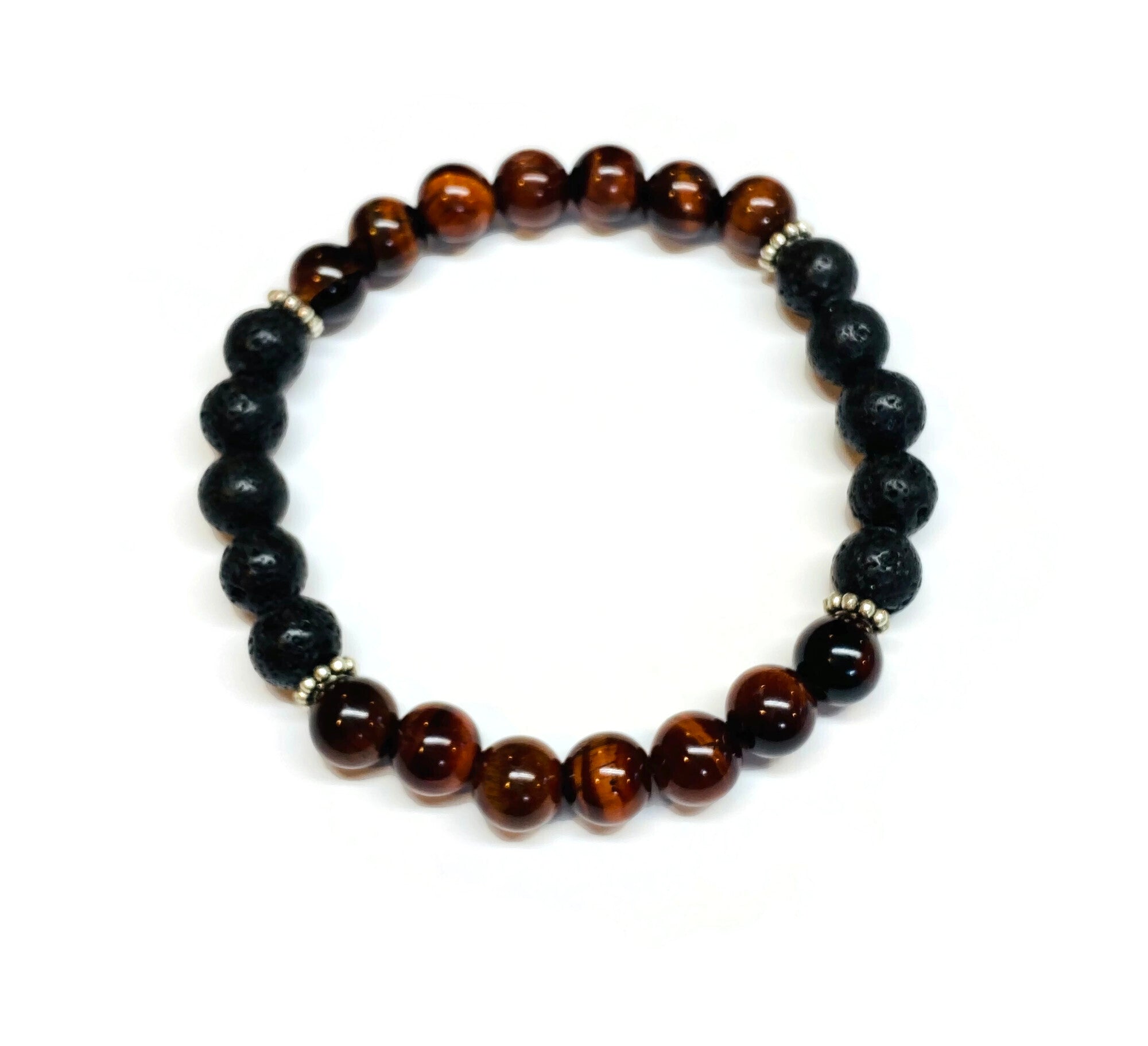 Red Tiger Eye and Lava Rock Bracelet