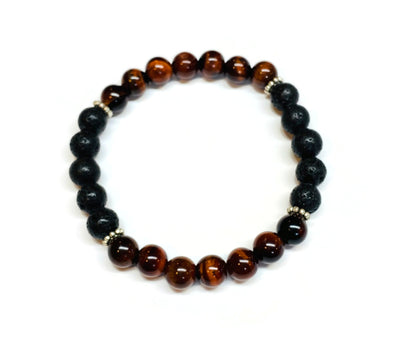 Red Tiger Eye and Lava Rock Bracelet